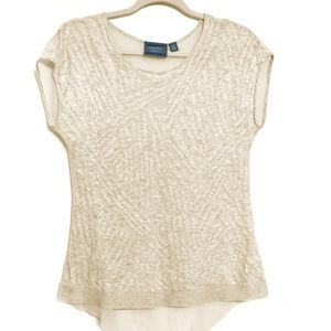 Simply Vera Wang Sheer Top XS Creamy Oatmeal Color